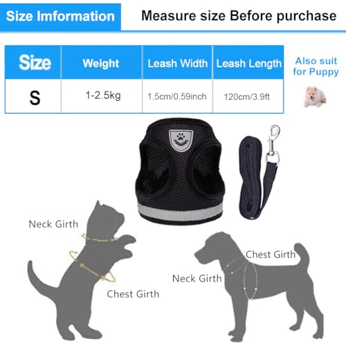 Qpets® Cat Harness for Small Pets Adjustable Belt with Safety Reflective Strip Breathable Vest Mesh Fabric Accessories Leash Black Suitable for 1-2.5 KG 2PCS Qpets® Cat Harness for Small Pets Adjustable Belt with Safety Reflective Strip Breathable Vest Mesh Fabric Accessories Leash Black Suitable for 1-2.5 KG 2PCS